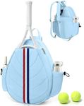 TBTOTRA Tennis Bag, Water Resistant Tennis Backpack for Women Men, Quilted Crossbody Sling Design for Tennis, Pickleball, Badminton Rackets, Blue