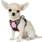 Eagloo Dog Harness No Pull, Walking Pet Harness with 2 Metal Rings and Handle, Adjustable Reflective Breathable Oxford Soft Vest Easy Control Harness for Small Medium Large Dogs, Pink, XS