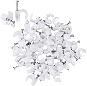 Cord Clips for Wall, 10mm Cable Clips in Wall, Cable Management Circle Cable Clips with Steel Nail, Wall Floor Extension Cord Clips Organiser for Network Cable RG8X, RG58, RG59, Pack of 100pcs