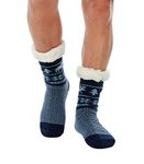 WYTartist Mens Slipper Socks with Grips Super Soft Warm Cozy Fuzzy Fleece-lined Winter Socks Home Socks (Blue)