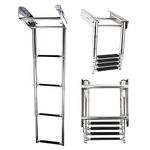 Yaesport 4 Step Boat Ladder Under Platform Slide Mount Boat Boarding Telescoping Boat Ladder with Non-Slip Treads 316 Stainless Steel