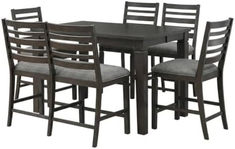 Sornyix Dining Table Set with Counter Height Wooden Extendable Table and Cushioned Chairs for Kitchen Living Room Dining Room De