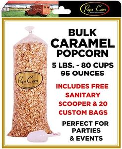 CARAMEL POPCORN BULK- Gourmet Popcorn - 5 lbs-80 CUPS-95 OZ- FREE SANITARY SCOOPER!!