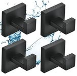 SHUNLI Bathroom Towel Hooks 4 PCS, Matte Black Wall Hook Robe Hook Door Hanger, SUS304 Stainless Steel, Wall Mounted Heavy Duty Coat Hook