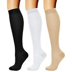 CHARMKING Compression Socks for Women & Men Circulation (3 Pairs) 15-20 mmHg is Best Athletic for Running, Flight Travel, Support, Cycling, Pregnant - Boost Performance, Durability (L/XL, Multi 02)