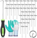 Tandefio Circle Top Landscape Staples with Nail Lifter and Gardening Gloves, 8 Gauge Anti Rust Galvanized Garden Staples for Securing Yard Garden Lawn Fabric Weed Barrier (102 Pcs,12 Inch)