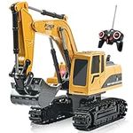 Remote Control Excavator Toy, RC Construction - Metal Shovel Digger Vehicles with Lights Sounds and 360° Rotation Digging Sand, Christmas Birthday Gift for Kids Aged 3 4 5 6-10 + Year Old