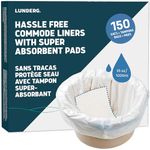 Lunderg Commode Liners with Absorbent Pads - Value Pack 150 Count Universal Fit - Disposable Bedside Commode Liners and Pads for Adult Commode Chairs, Portable & Camping Toilet Bags