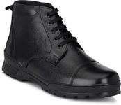 Leather Men & Women Police Black Boot