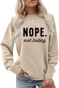 YITAN Women Graphic Cute Oversized Sweaters Funny Sweatshirts Apricot Medium