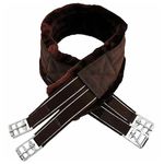 Horse Fleece Lined Padded Girth Synthetic Saddle Jumping Girth Equine Elasticated Ends Soft Faux Fur/Mink/Fleece lined (BROWN, 50'')