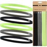 Tough Headwear Thin Elastic Sports Headbands for Women & Men, Workout, Running, Soccer Headband - Black, Gray, Yellow