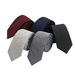 HOULIFE Men's Cotton Solid Stripe Skinny Tie Slim Necktie For Wedding Party (Mix 5)