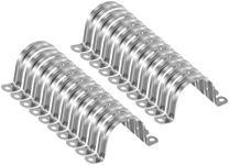 sourcing map 10pcs 2 Inch 50mm Conduit Clamps, M50 U Tube Pipe Clamp, Stainless Steel Rigid Pipe Strap, U Shaped Bracket with Two Hole for Pipe Tube Hose Wire Cord Fixing