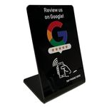 Stand Display for Google Review Plate, NFC Review Us Plate, Tap and Rate Stand Sign, Get Easy Reviews and Boost Your Review Ranking, Easy Set-up with Free App, Acrylic Black Review Stand