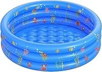 LATERN Paddling Pools for Kids, 100CM x 40CM Inflatable Baby Swimming Pool 3 Ring PVC Non-slip Bath Tub Pools for Toddlers Children Family Outdoor Garden Backyard Water Game (Blue)