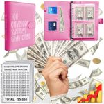 100 Envelopes Money Saving Challenge, Easy and Fun Way to Save $5,050, Budget Binder Savings Challenge Book, Savings Challenges Budget Book Binder,Budget Planner Book for Saving Money (Rose Red)