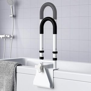 Adjustable Bathtub Safety Rail, Bathtub Handle Grab Bar with Non-Slip Grip for Seniors, Elderly, Fits 3.1 to 6.7 Inch Tub Walls, Supports 300 lbs