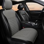 Black Panther 1 Piece Luxury PU Leather Front Car Seat Cover Protector Compatible with 95% Cars - No Heating (Saloon/SUV/Pickup Truck/Van) - Gray