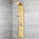 B Backline Wall Mount Shower Panel for Bathroom Full Set | 4 In 1 Shower System | Overhead Waterfall Shower | 3 Body Jet | Hand Shower | Shower Panel for bathrooms (Gold Glossy)