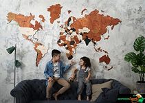 Woodsify 3D Wooden World Map for Office Wall Decoration Item - Birch Plywood, World Map Office Wall Decor, Best Corporate Gift - XL Full Pack World Map, Educational Wall Art (79"*47") Diwali Gift