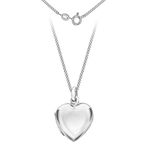 Tuscany Silver Women's Sterling Silver Heart Locket Pendant on Curb Chain of 46cm/18"