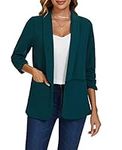 MINTLIMIT Womens Blazer Open Front Suit Casual Linen Blazers Oversize Jackets Size 12 14 (GN-Dark Green M)