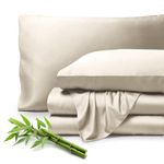 Bare Home 100% Rayon Made from Bamboo Full XL Sheet Set - 4 Piece Bedding Set - Deep Pockets - Breathable - Easy Fit - Bedding Sheets & Pillowcases (Full XL, Sand)