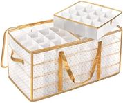 SONGMICS Large Christmas Ornament Storage Boxes, 3-Inch Balls, 8 Trays, 128 Slots, Plastic Christmas Storage Container with Lid, Dual Zippers, Side Handles, Sandy Gold URFB029A01