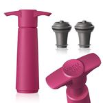 Vacu Vin Wine Saver Pump Pink with Vacuum Wine Stopper - Keep Your Wine Fresh for up to 10 Days - 1 Pump 2 Stoppers - Reusable - Made in The Netherlands