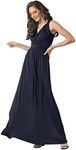 KOH KOH Womens Long Sleeveless Flowy Bridesmaids Cocktail Party Evening Formal Sexy Summer Wedding Guest Ball Prom Tall Sundress Gown Gowns Maxi Dress Dresses, Navy Blue S 4-6