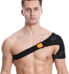 Two-Way Adjustable Sports Shoulder Pads - Unisex Breathable Shoulder Support Brace, Dislocation, Rheumatoid Arthritis, Shoulder Muscle Pain, Shoulder Strap for Men Women (Black with Orange interior)