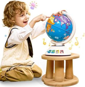 SMILESSKIDDO World Globe for Kids - Interactive Touch Globe With Dynamic Lighting And Sounds, Educational Learning Toy for Children with Geography Games and Activities, Preschool Toys for Toddler
