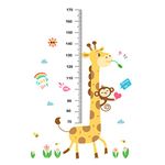 Quanyuchang Baby Height Growth Chart Wall Sticker Kids Measure Growth Wall Decals Removable Wall Ruler for Boys Girls Baby Nursery Children Bedroom Living Room Wall Decor (Giraffe Monkey)