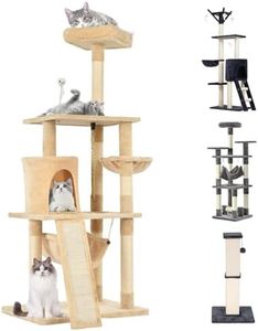 Advwin Cat Tree 157 cm Multi-Level Cat Scratching Post Tower Scratcher Beige