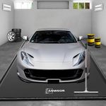 Garage Floor Mat 7'9" x 18' Upgraded Imitation Leather Non-Slip Containment Mat Waterproof Garage Floor Mat for Under Car Heavy Duty Protection Mat with Floor Squeegee for All Seasons