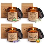 Fumete 4 Pcs Thank You Gifts Candles 3.5 oz Scented Soy Wax Candles Thank You for Being Awesome Inspirational Jar Candle for Teacher Coworker Nurse Appreciation Gifts, 4 Fragrances(Classic,Brown)