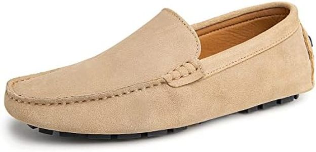 Go Tour Mens Handmade Suede Leather Casual Loafers Shoes, A Beige, 10