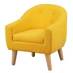 Kids Sofa Chair,Linen Fabric Single Upholstered Toddler Couch,Wooden Frame Kids Armchair with Wooden Legs for Children Gift (Yellow)