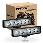 VVFLED 6 Inch Single Row Slim LED Light Bar 4x4, 2PCS 18W Flood LED Work Light Pods for tractor, 12V 24V LED Work Lights Off Road LED Light Driving Fog Lights for Boat SUV Car motorbike 4x4