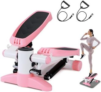 BOWEICORE Stepper para el Hogar, Steppers para Ejercicios con Pantalla LCD y Bandas de Resistencia para Stepper de Ejercicio, para Entrenamiento de piernas y glúteos Máximo 150 kg (Color Rosa)