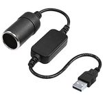 CERRXIAN 1ft USB A Male to 12V 8W Cigarette Lighter Socket Adapter Power Cable for Dash Cam, GPS, Car Led Light Strips, and Other Automotive Electronics