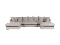 Alaska Truffle L or U Shaped Corner Sofa | Large Footstools | Warranty Included | Chenille Fabric | L Shape U Shape (Scatterback), Grey