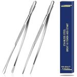 Tangoowal 2 Pcs 12-Inch Fine long tweezers for Cooking, Stainless Steel Kitchen & Cooking tweezers Tongs