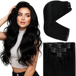 Ve Sunny Clip in Hair Extensions Real Human Hair Black Hair Extensions Clip in Thick Remy Real Hair Extensions Clip in Human Hair for Black Women 14Inch 100g