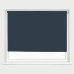 Navy Blackout Roller Blinds Thermal Blackout Material Metal Brackets & FIttings 25mm Roller Tube Easy Fit Child Safe Bedroom Office90cm Width x 160cm Length