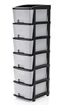 AZZOTE 6 XL Multipurpose Drawer Plastic Modular Chest Storage Organizer Home, Office, Parlor, School, Doctors, Home and Kids (6XL, Grey-Black)