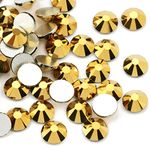 Dowarm 720Pieces SS20 Flatback Rhinestones, 4.8MM Glass Crystal Rhinestones for Craft Nails Dance Costumes, Flat Back Nail Crystals, Non Hotfix Rhinestones (SS20 / 4.8MM, Bright Gold)