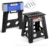 ACSTEP Folding Step Stool 16 Inch Stool Heavy Duty Plastic Foldable Step Stools for Adults and Kids, Stepping Stool with Handle, Folding Stool Suitable for Kitchen Hold Up to 400lbs (Black 1PC)