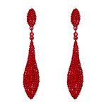 EVER FAITH Red Earrings for Women Wedding Party Sparkly Rhinestone Crystal Teardrop Dangle Earrings for Brides Bridal Red-Tone